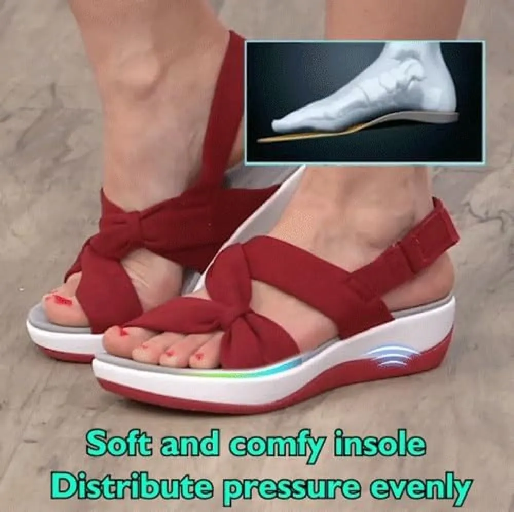 2024 New Women's Comfortable Orthopedic Arch Support Shoes Summer Casual Orthotic Low Platform Wedges Sandals with Back Strap Cute Dress Walking Sandals