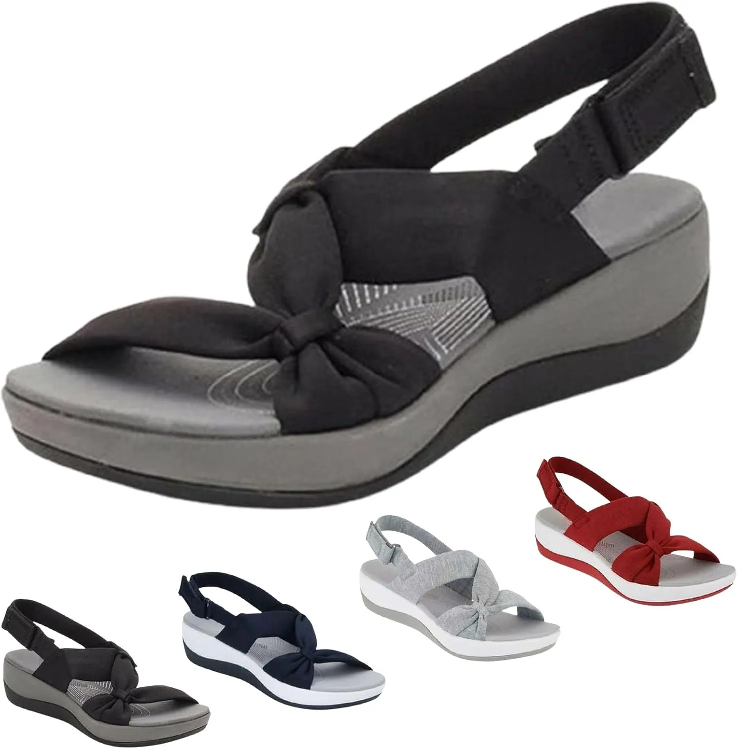 2024 New Women's Comfortable Orthopedic Arch Support Shoes Summer Casual Orthotic Low Platform Wedges Sandals with Back Strap Cute Dress Walking Sandals