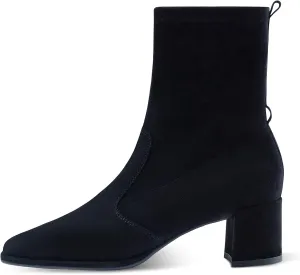 7or9 Women Mid Heel Ankle Bootie Lug Sole Chelsea Fashion Go Go Boots Knee-high Boots Wool Chunky Block Heel - Black & Brown