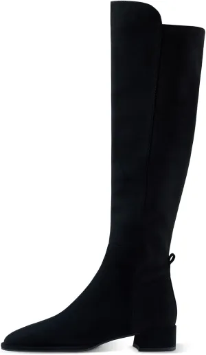 7or9 Women Mid Heel Ankle Bootie Lug Sole Chelsea Fashion Go Go Boots Knee-high Boots Wool Chunky Block Heel - Black & Brown