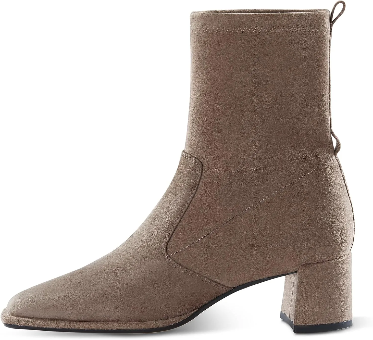7or9 Women Mid Heel Ankle Bootie Lug Sole Chelsea Fashion Go Go Boots Knee-high Boots Wool Chunky Block Heel - Black & Brown