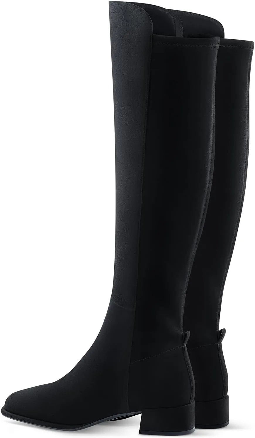 7or9 Women Mid Heel Ankle Bootie Lug Sole Chelsea Fashion Go Go Boots Knee-high Boots Wool Chunky Block Heel - Black & Brown