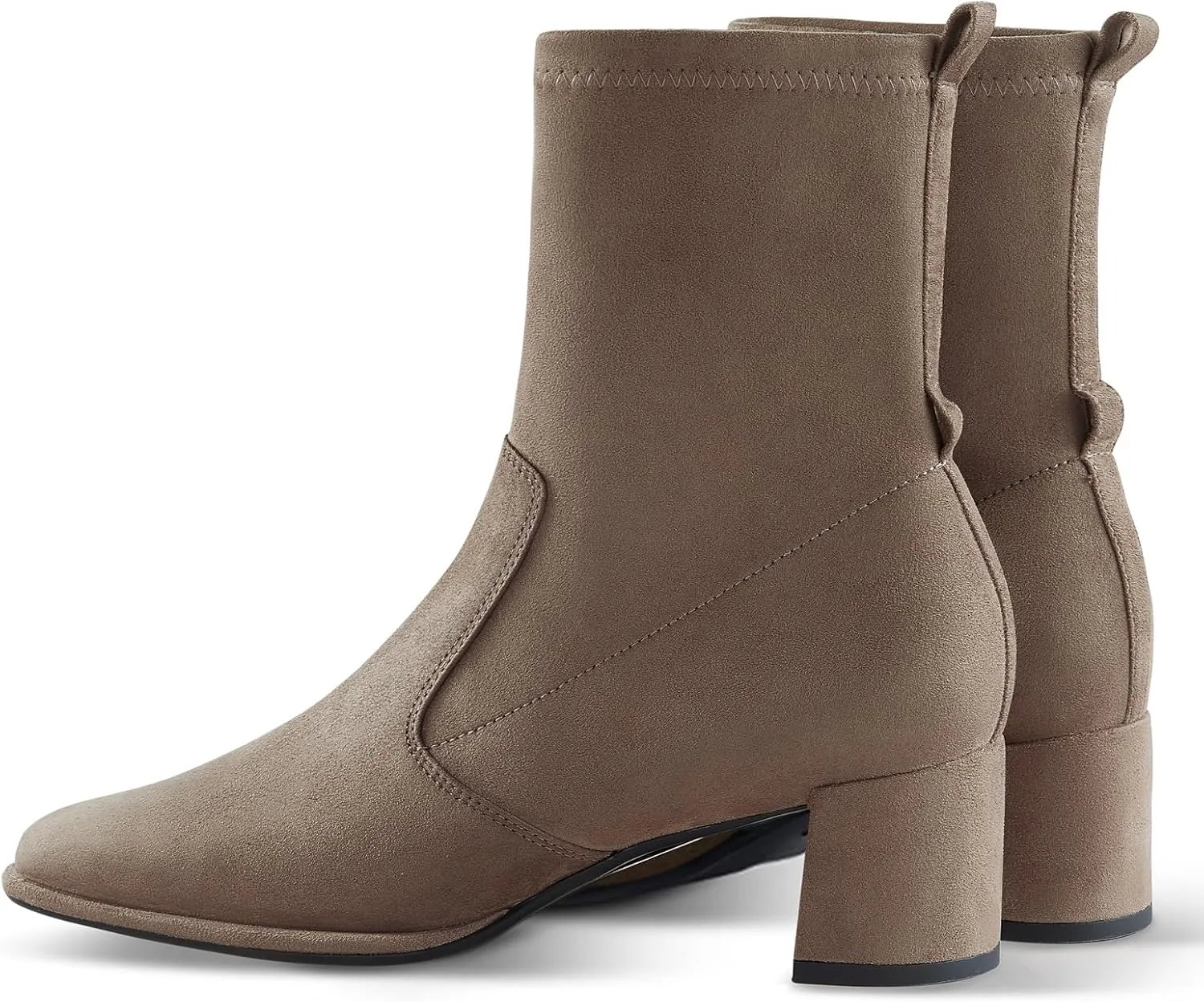 7or9 Women Mid Heel Ankle Bootie Lug Sole Chelsea Fashion Go Go Boots Knee-high Boots Wool Chunky Block Heel - Black & Brown