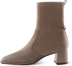 7or9 Women Mid Heel Ankle Bootie Lug Sole Chelsea Fashion Go Go Boots Knee-high Boots Wool Chunky Block Heel - Black & Brown
