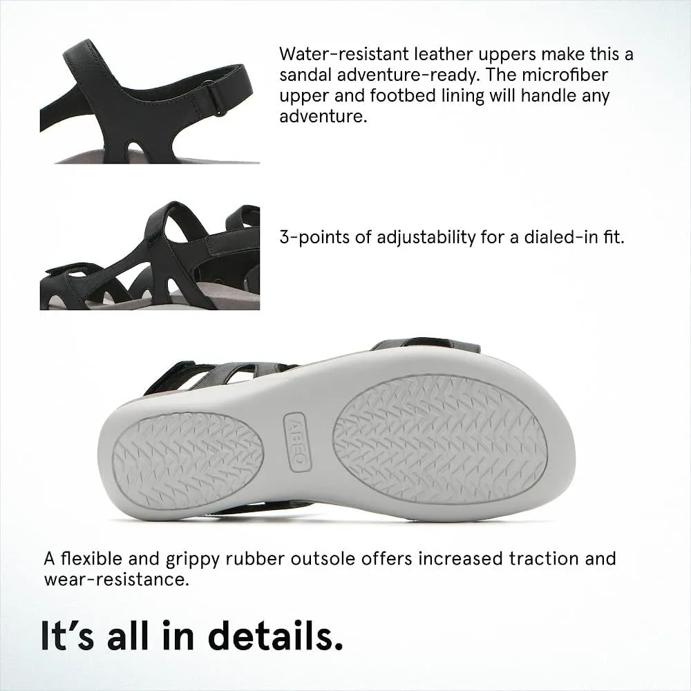 ABEO Oasis Metatarsal Sport Sandal | Walking Sandals Women | Water Resistant Leather Sandals | Three Points of Adjustability | Built-in Orthotic Insole