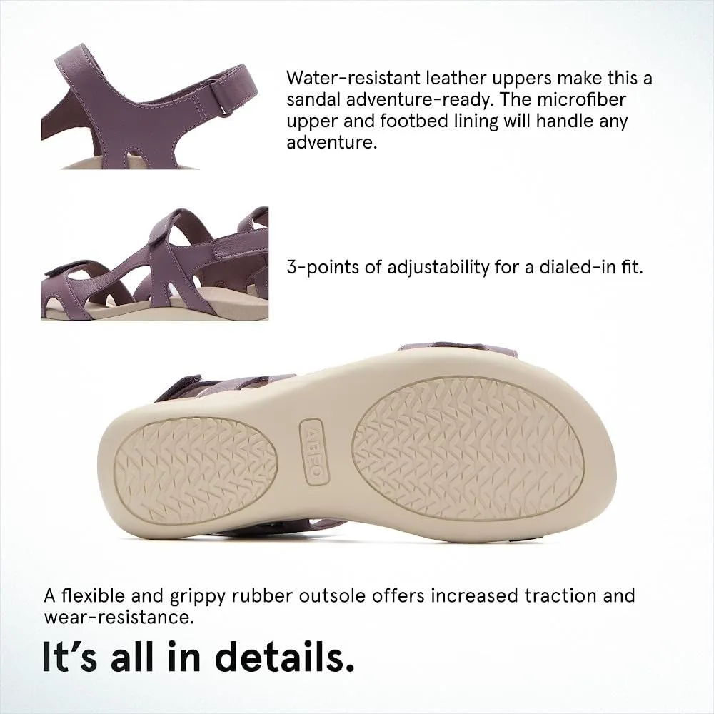 ABEO Oasis Sport Sandal | Walking Sandals Women | Water Resistant Leather Sandals | Three Points of Adjustability | Built-in Orthotic Insole