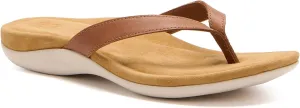 ABEO Oasis Women's Arch Support Flip Flops | Brown Leather Orthopedic Sandals with Built-In Orthotics for Women