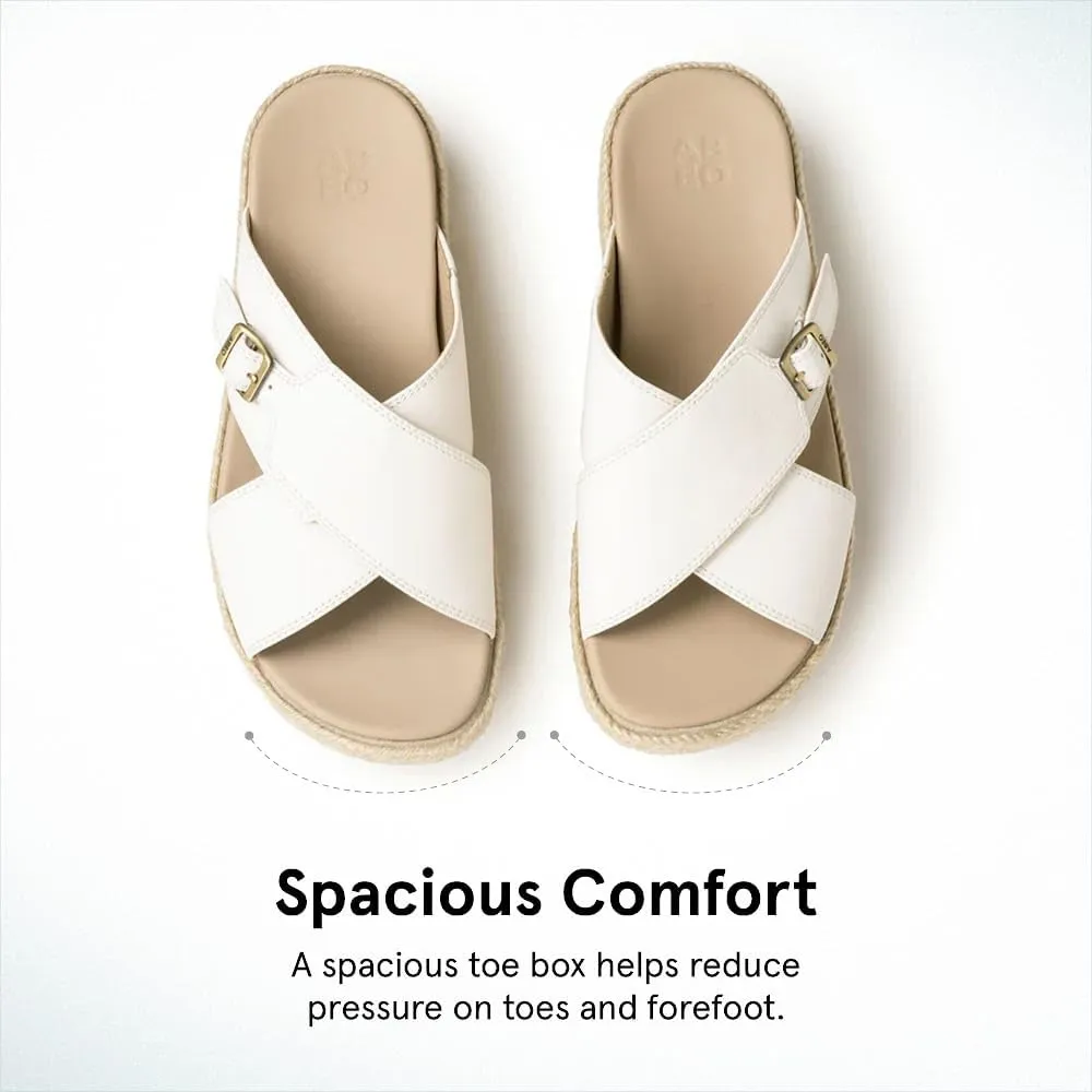 ABEO Women's Solstice Cross Slide Sandals | Arch Support Wedge Sandals | Built-In Metatarsal Pads | Black, Size 6-11