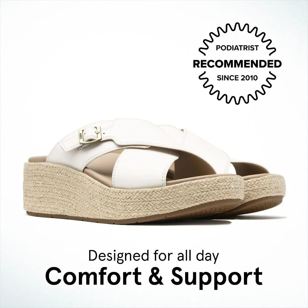 ABEO Women's Solstice Cross Slide Sandals | Arch Support Wedge Sandals | Built-In Metatarsal Pads | Black, Size 6-11