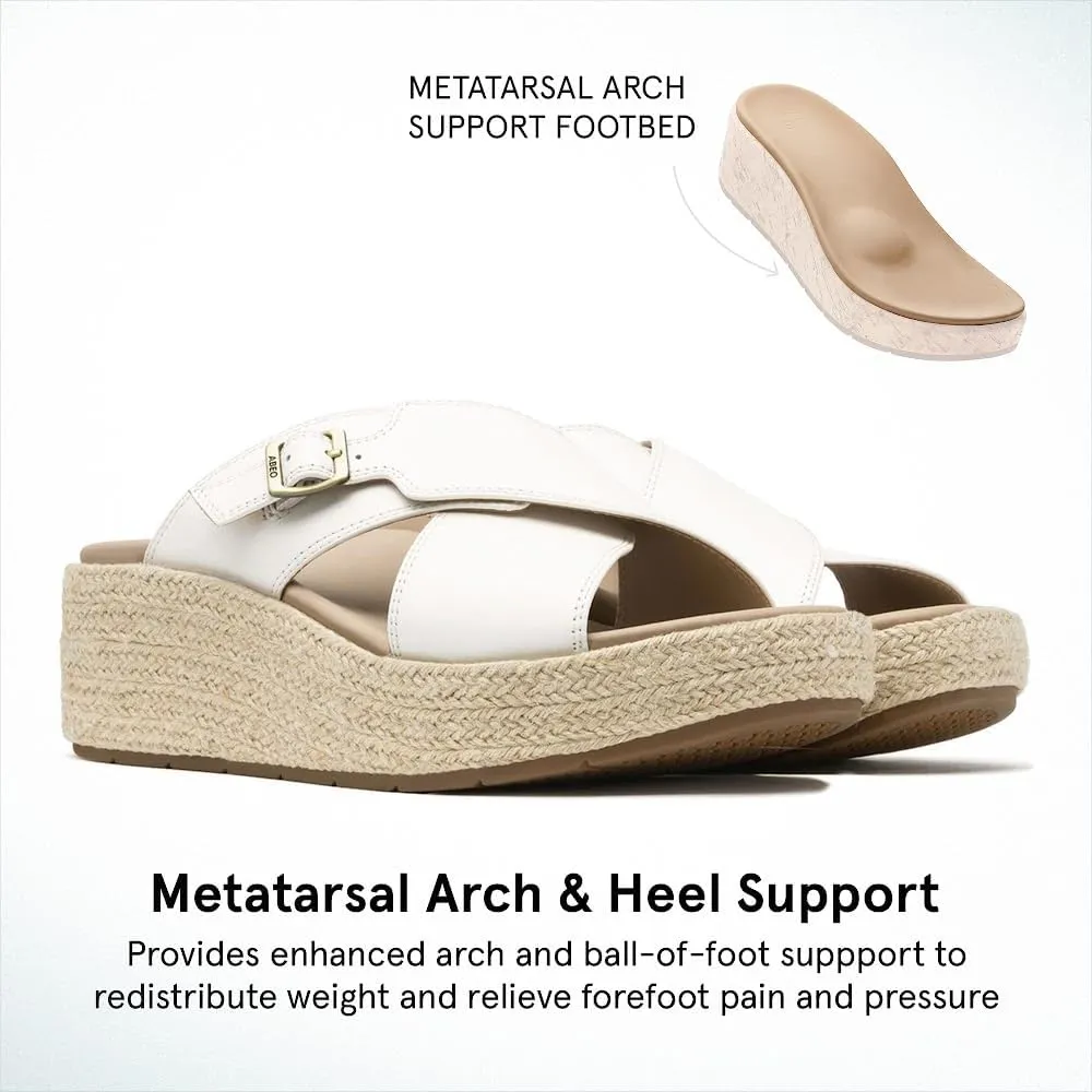 ABEO Women's Solstice Cross Slide Sandals | Arch Support Wedge Sandals | Built-In Metatarsal Pads | Black, Size 6-11