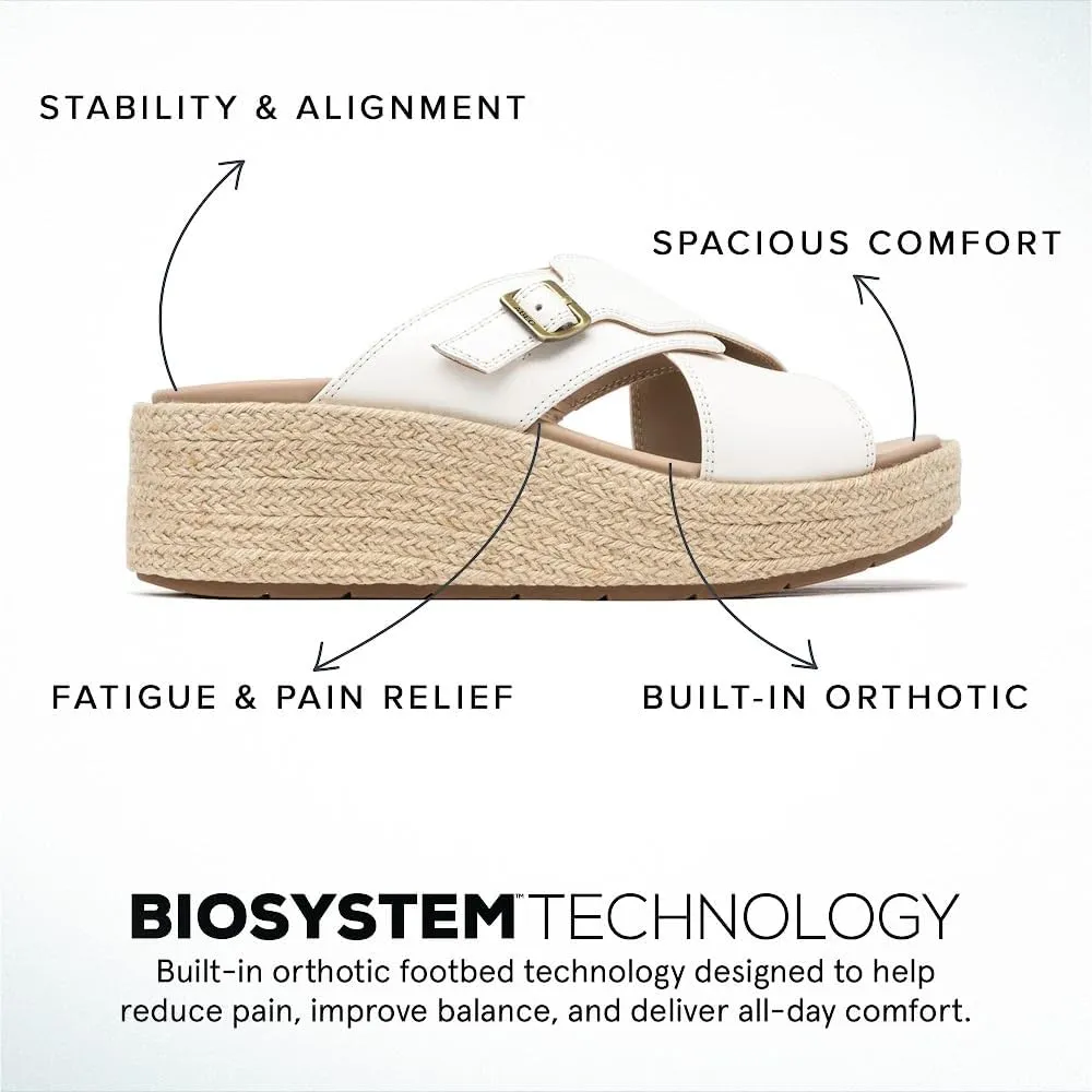 ABEO Women's Solstice Cross Slide Sandals | Arch Support Wedge Sandals | Built-In Metatarsal Pads | Black, Size 6-11