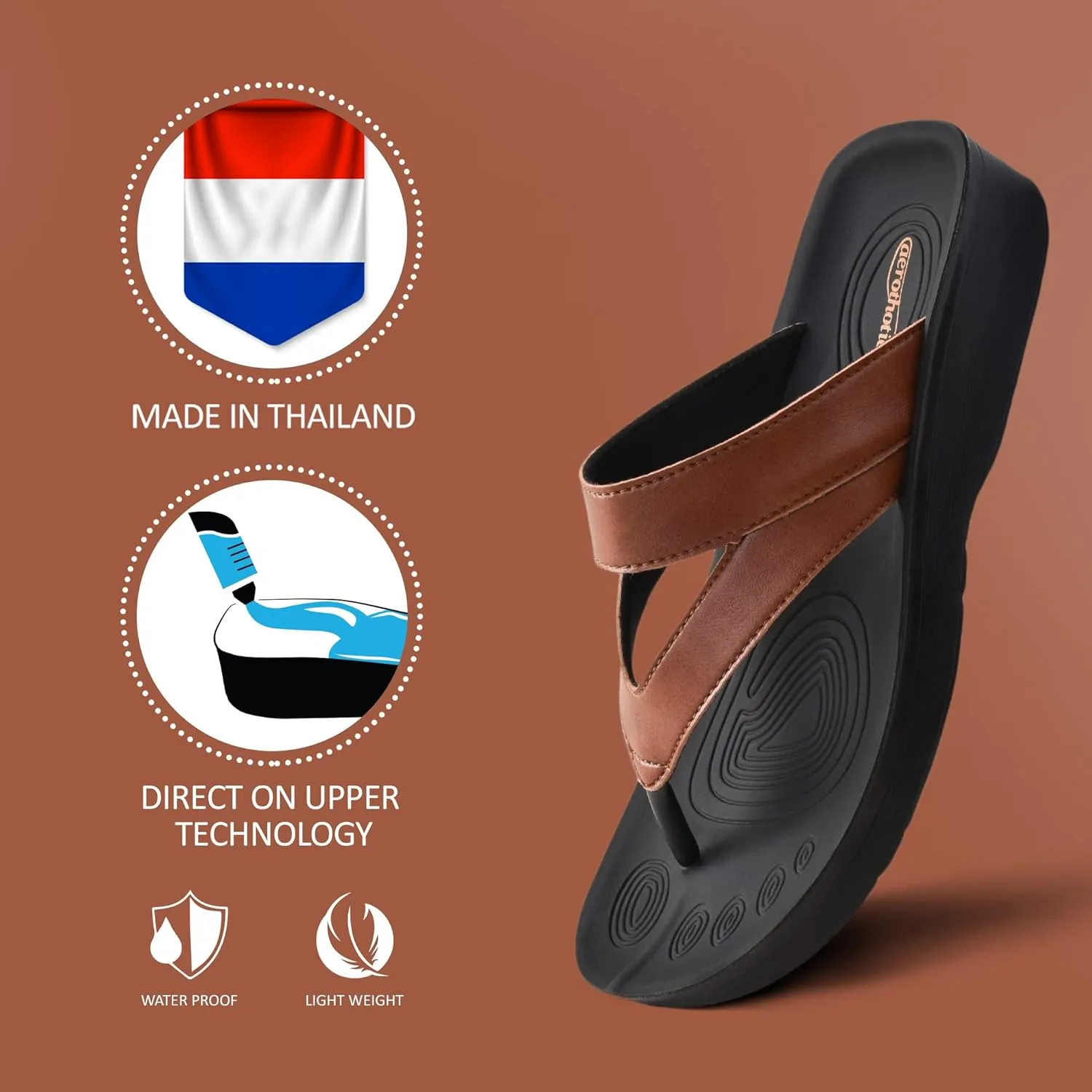 AEROTHOTIC Comfy Open Toe Arch Support Flip Flops for Women Cushion Padded Stylish Straps Dressy Sandals Walking Travel Beach Wear