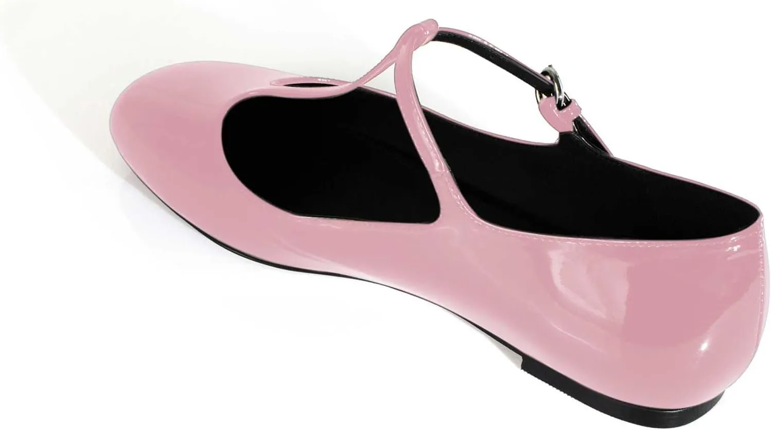 anteikira Women's Classy Round Toe Ballet Flats T-Strap Flats Patent Leather Comfortable Mary Jane Flats Shoes for Women Size 5.5-12US