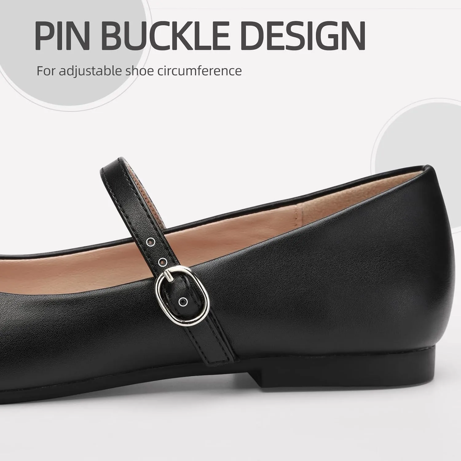 ATHMILE Mary Jane Shoes Women Ballet Flats Shoes for Women Slip on Comfortable Dressy Adjustable Strap for Work Office Business Casual