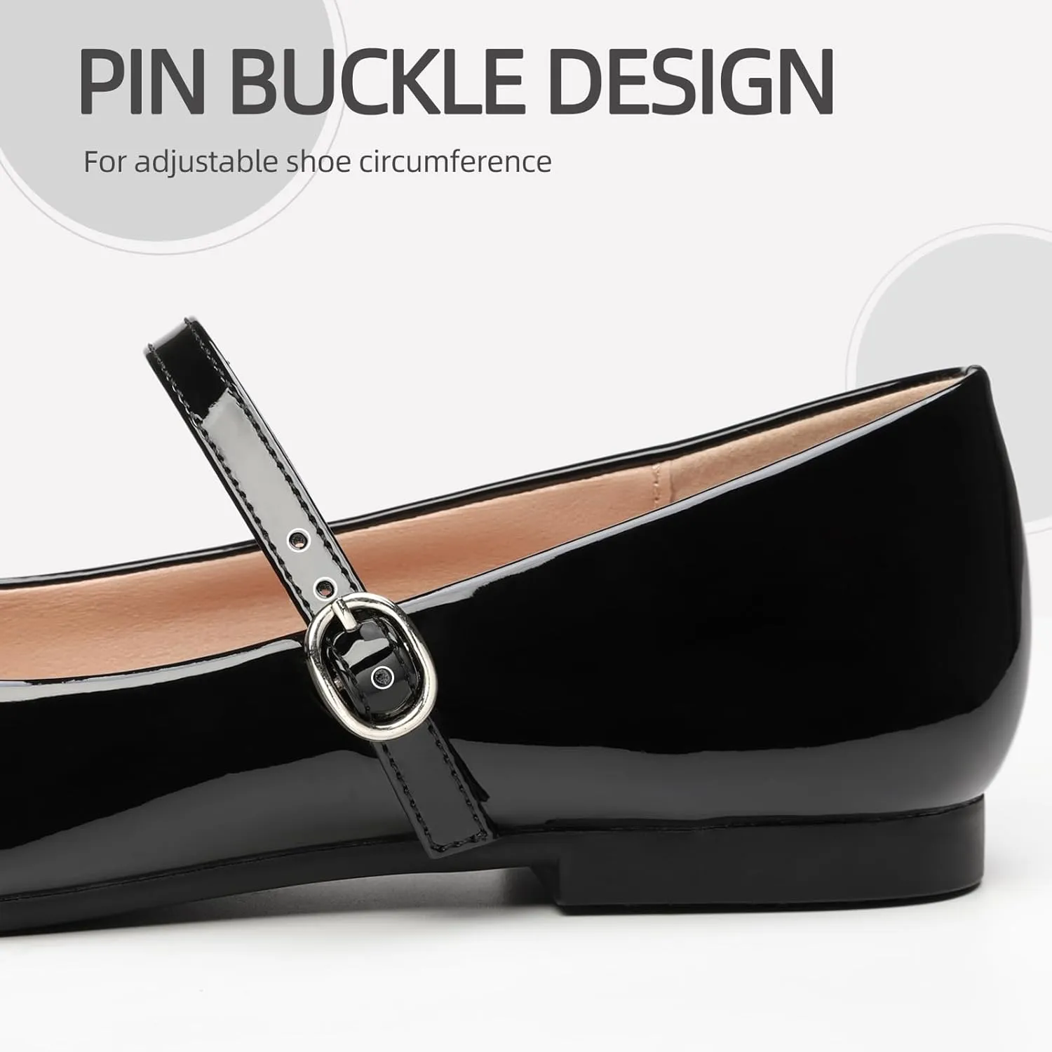 ATHMILE Mary Jane Shoes Women Ballet Flats Shoes for Women Slip on Comfortable Dressy Adjustable Strap for Work Office Business Casual