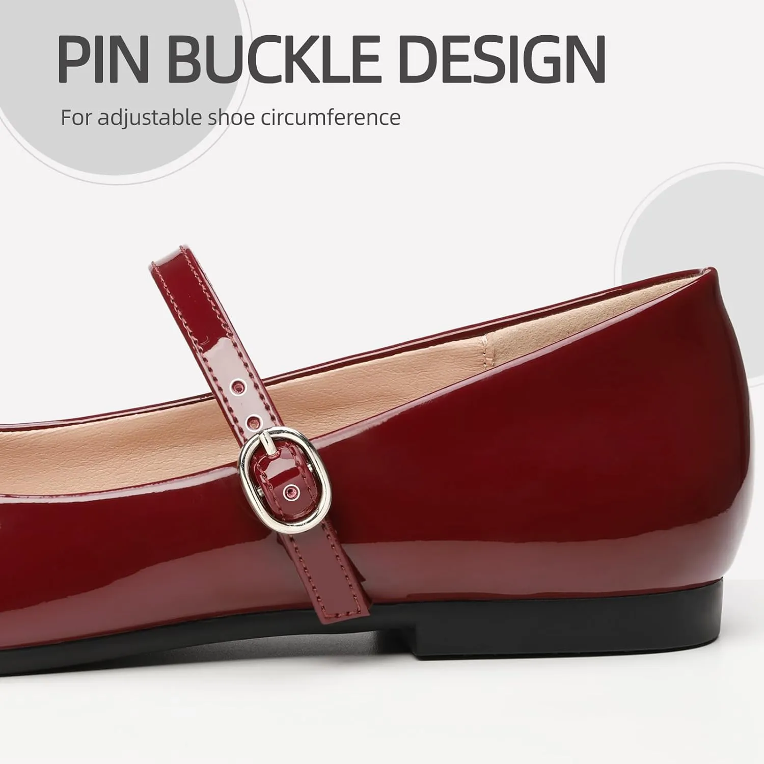 ATHMILE Mary Jane Shoes Women Ballet Flats Shoes for Women Slip on Comfortable Dressy Adjustable Strap for Work Office Business Casual