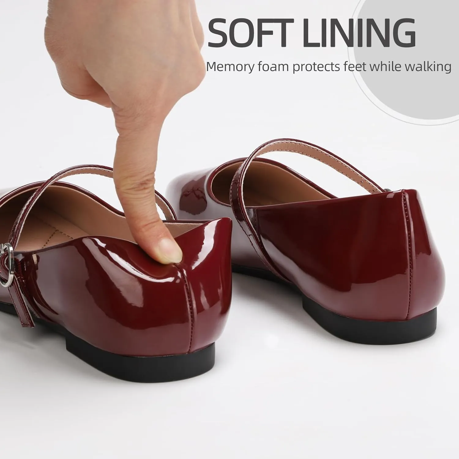 ATHMILE Mary Jane Shoes Women Ballet Flats Shoes for Women Slip on Comfortable Dressy Adjustable Strap for Work Office Business Casual