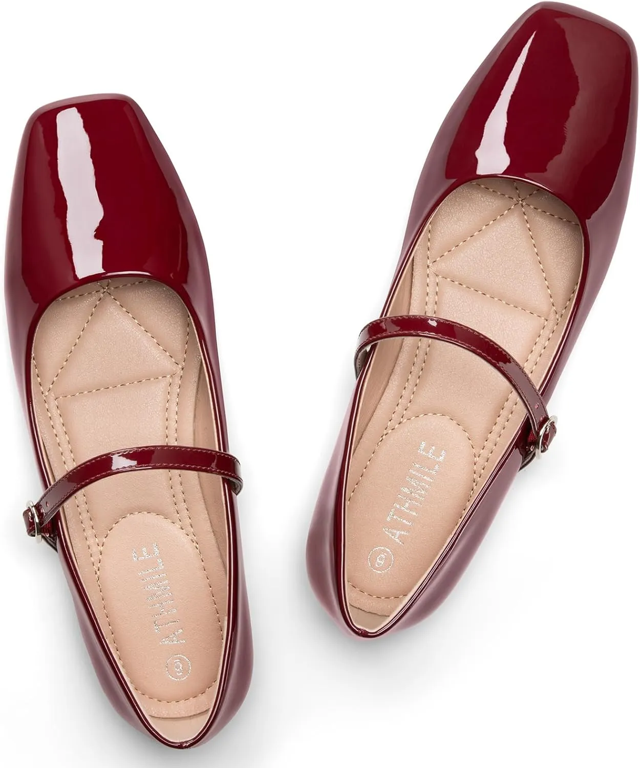 ATHMILE Mary Jane Shoes Women Ballet Flats Shoes for Women Slip on Comfortable Dressy Adjustable Strap for Work Office Business Casual