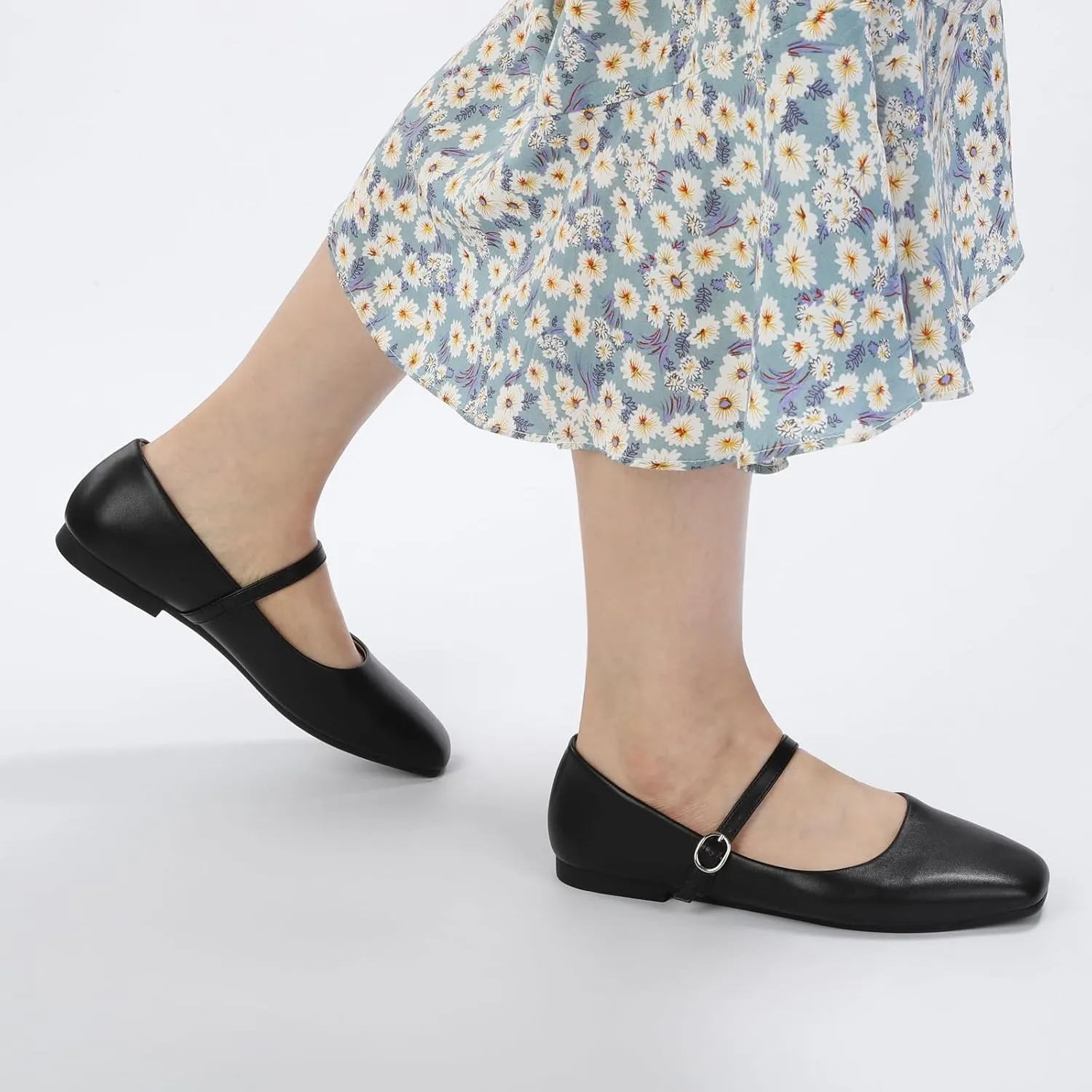 ATHMILE Mary Jane Shoes Women Ballet Flats Shoes for Women Slip on Comfortable Dressy Adjustable Strap for Work Office Business Casual