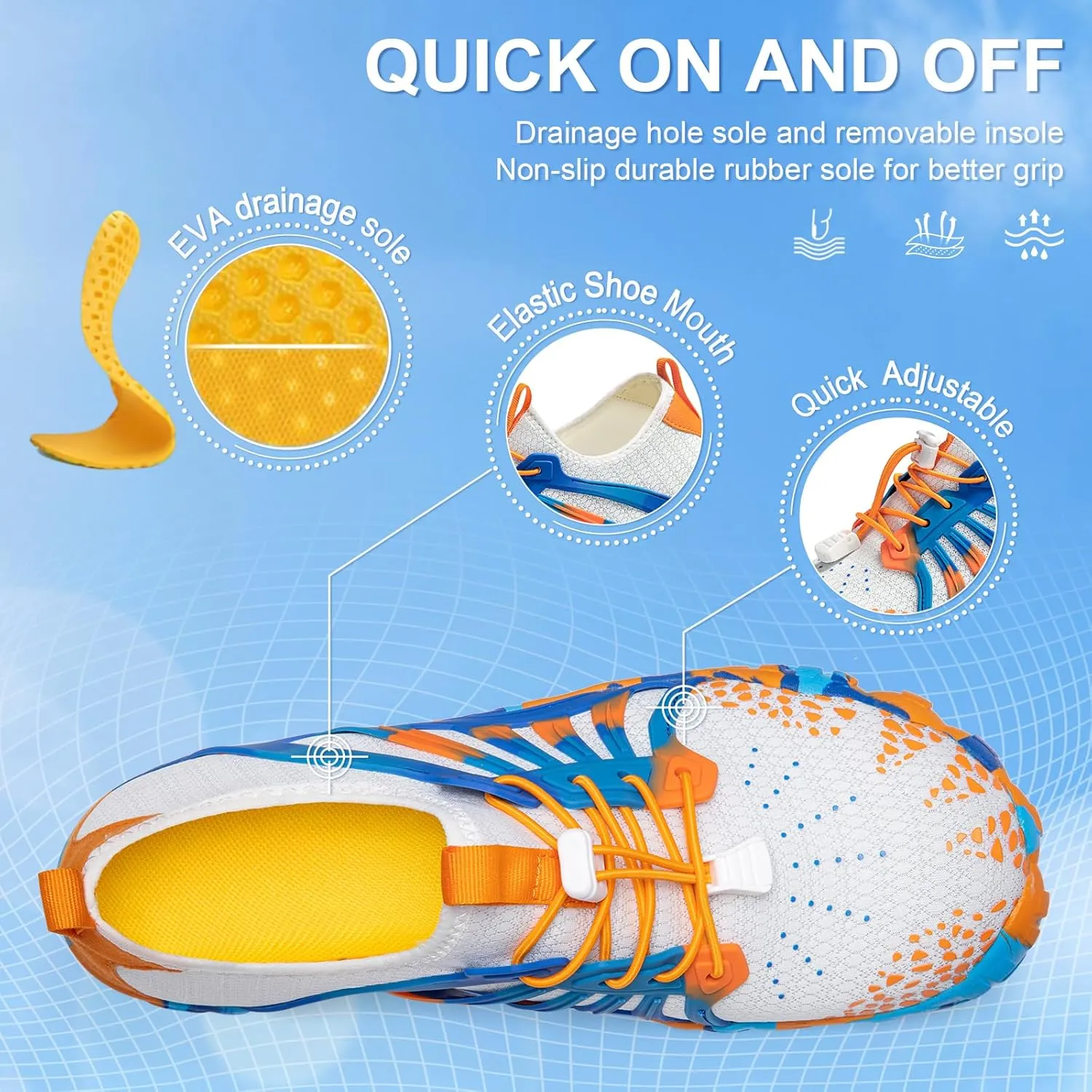 ATHMILE Water Shoes for Women Men Quick-Dry Lightweight Barefoot Beach Pool Aqua Shoes for Swim Hiking Snorkeling Kayak