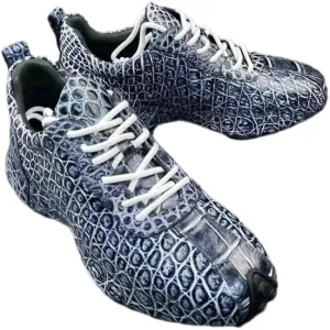 Authentic Exotic Crocodile Skin Hand Painted Brown Color Men Chic Sneakers Genuine Alligator Leather Male Lace-up Fashion Flats