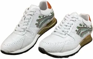 Authentic Exotic Crocodile Skin Men's White Sneakers Genuine Alligator Leather Embroidery Designer Male Lace-up Walking Flats