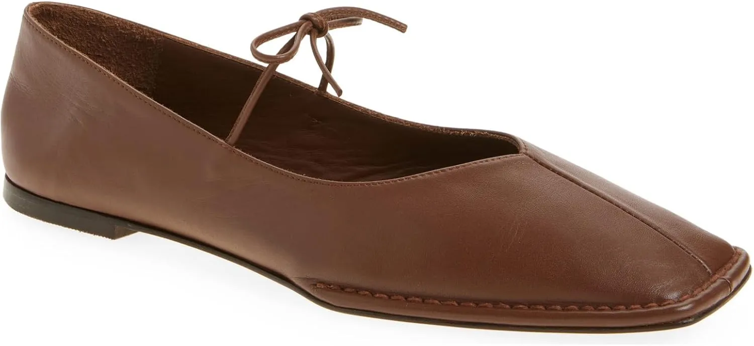Ballet Flats for Women Lace Up Bow Square Toe Mary Janes Cute Ballerina Shoes Slip On Comfortable Elegant Dress Shoes