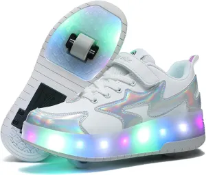 BFOEL Kids Roller Skates Light up Shoes with Double Wheel Shoes LED USB Charging Roller Sneakers for Girls Boys Birthday Christmas Day Best Gift