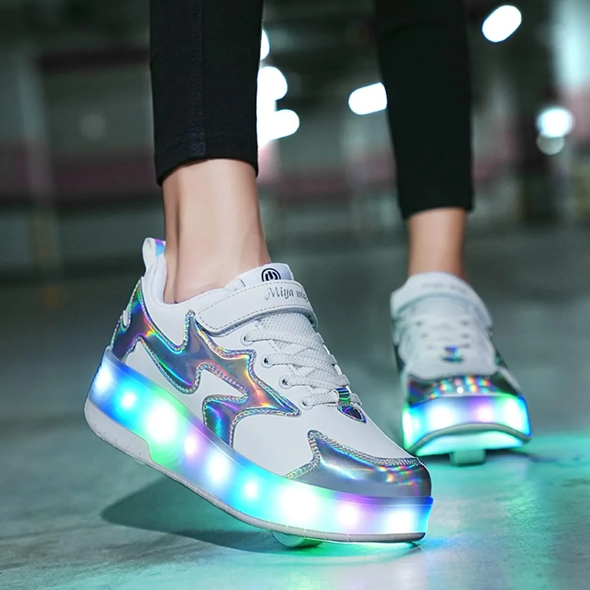 BFOEL Kids Roller Skates Light up Shoes with Double Wheel Shoes LED USB Charging Roller Sneakers for Girls Boys Birthday Christmas Day Best Gift