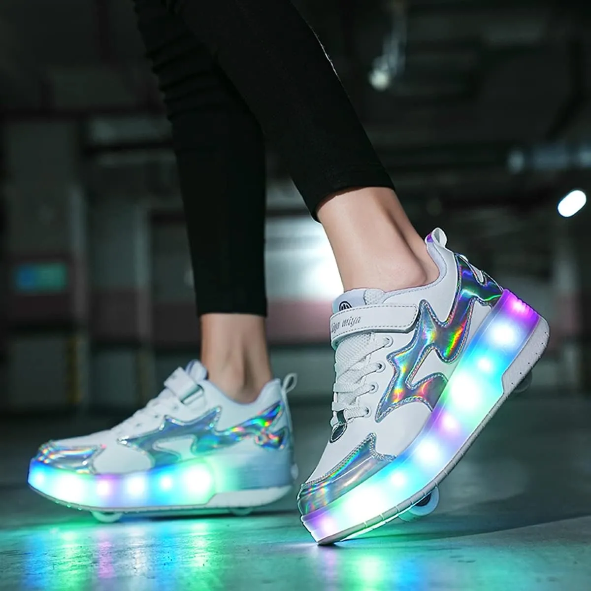BFOEL Kids Roller Skates Light up Shoes with Double Wheel Shoes LED USB Charging Roller Sneakers for Girls Boys Birthday Christmas Day Best Gift