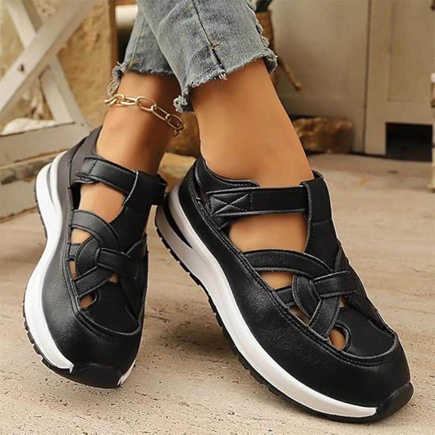 Bomre Shoes, Bomre Orthopedic Sandals, Women's Plus Size Hollow-Out Casual Sandals