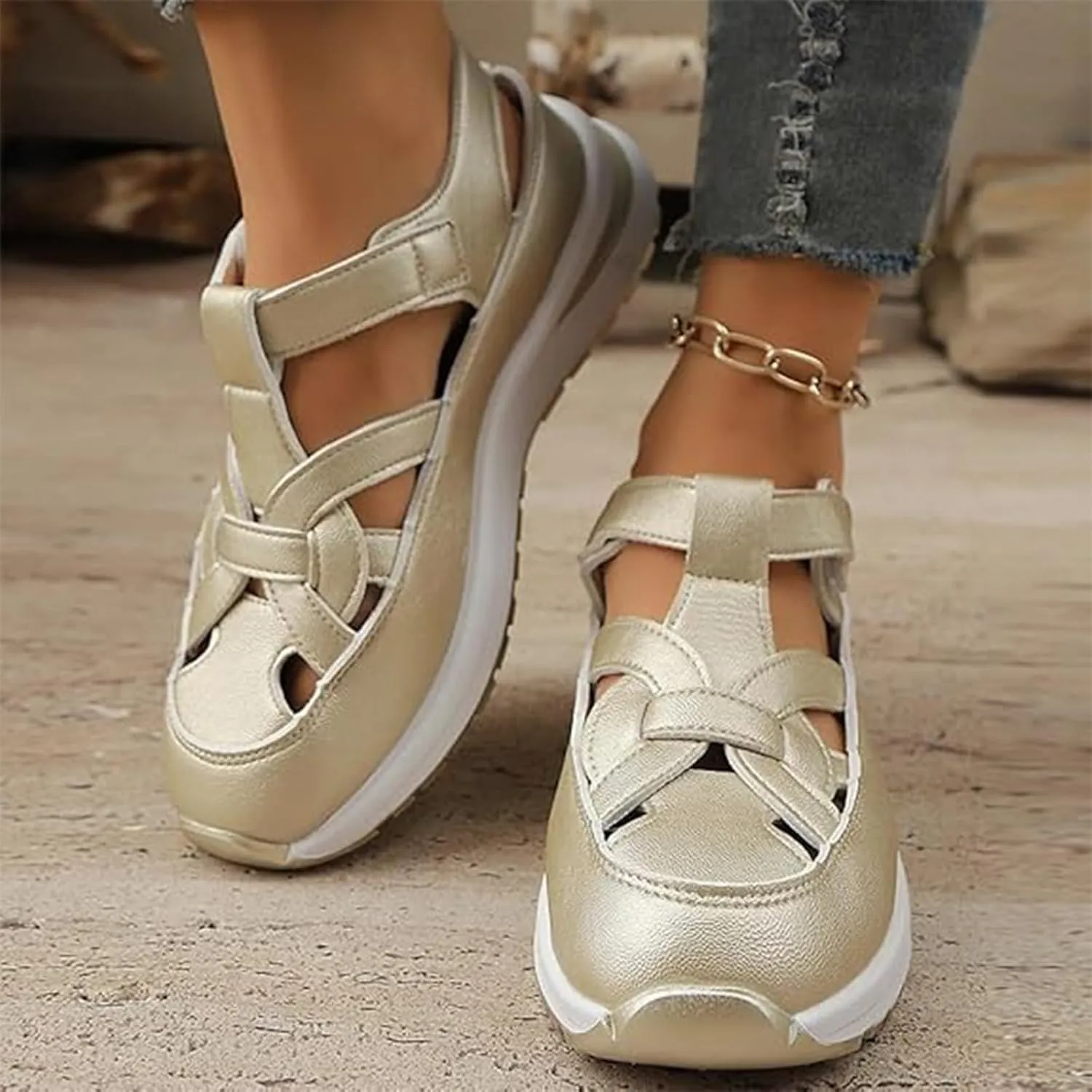 Bomre Shoes, Bomre Orthopedic Sandals, Women's Plus Size Hollow-Out Casual Sandals