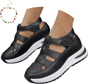 Bootara Shoes Women - Arch Support, Plus Size Hollow-Out Casual Sandals, Closed Toe Platform Height-Boosting Sandals
