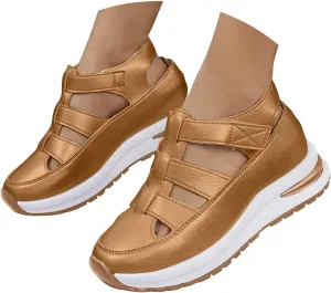 Bootara Women'S Plus Size Hollow-Out Casual Sandals, Closed Toe Platform Sandals Height-Boosting Thick Sole