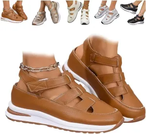 Bootara Women'S Plus Size Hollow-Out Casual Sandals, Closed Toe Platform Sandals Height-Boosting Thick Sole