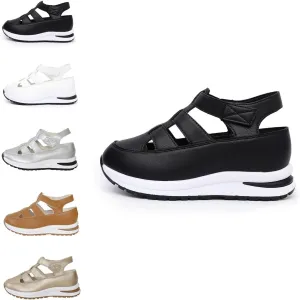 Bootara Women'S Plus Size Hollow-Out Casual Sandals, Closed Toe Platform Sandals Women, Extra Wide For Women Plus Size, Closed Toe Platform Height-Boosting