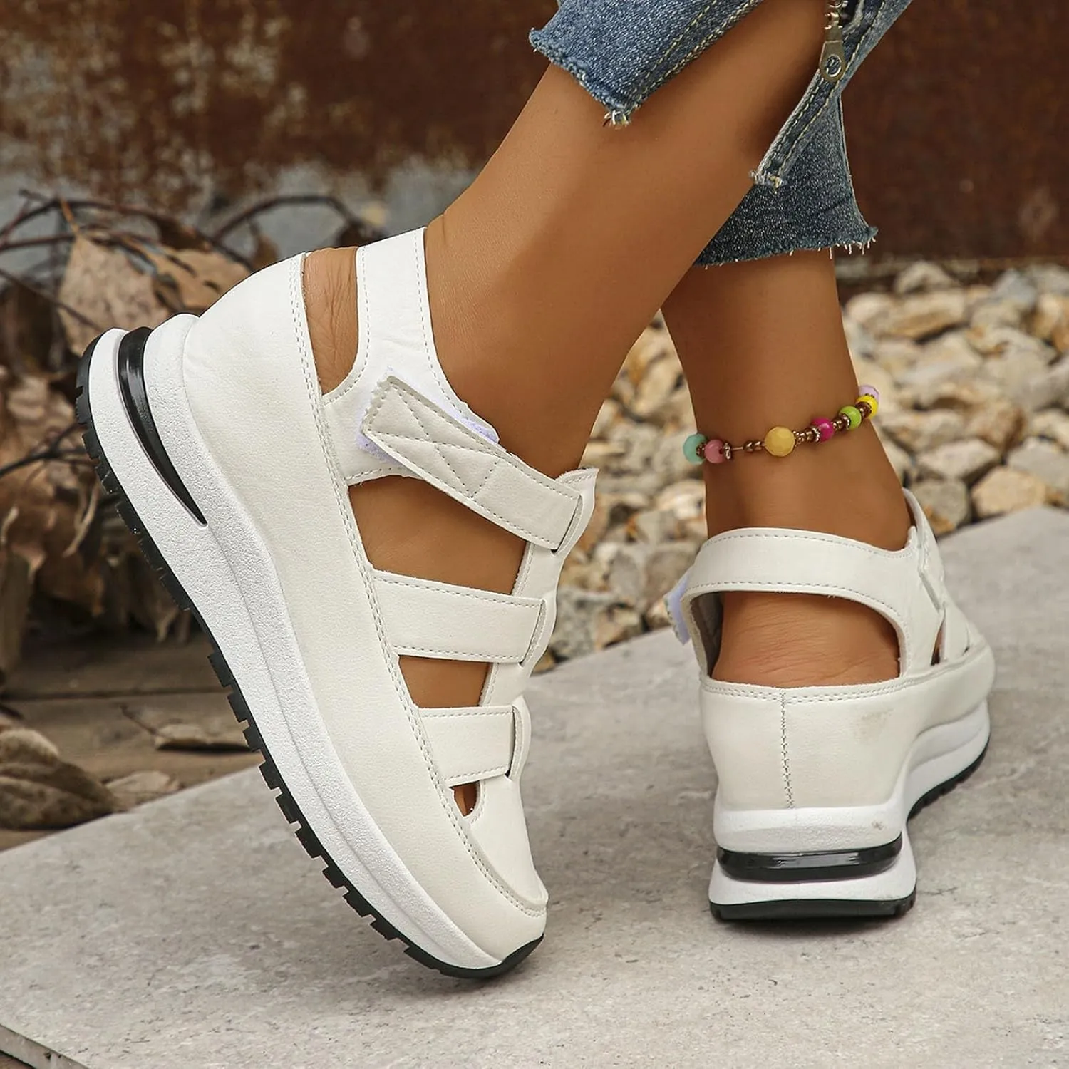 Bootara Women's Plus Size Hollow-Out Casual Sandals,closed toe platform sandals women,womens hollow out sneakers