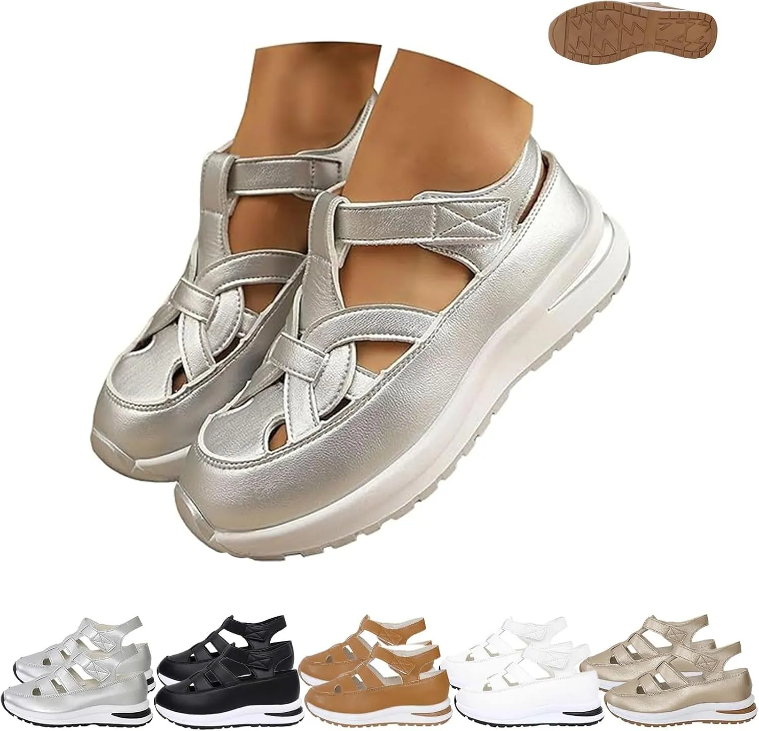 Bootara Women's Plus Size Hollow-Out Casual Sandals,closed toe platform sandals women,womens hollow out sneakers