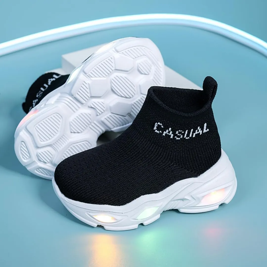 Boys Girls Breathable Athletic Led Light Up Sneakers Lightweight Outdoor Tennis Sock Shoes