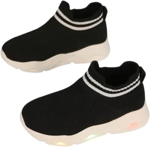 Boys Girls Breathable Athletic Led Light Up Sneakers Lightweight Outdoor Tennis Sock Shoes