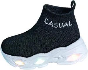 Boys Girls Breathable Athletic Led Light Up Sneakers Lightweight Outdoor Tennis Sock Shoes