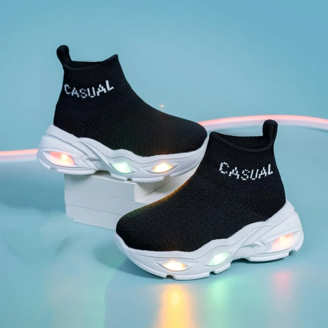 Boys Girls Breathable Athletic Led Light Up Sneakers Lightweight Outdoor Tennis Sock Shoes