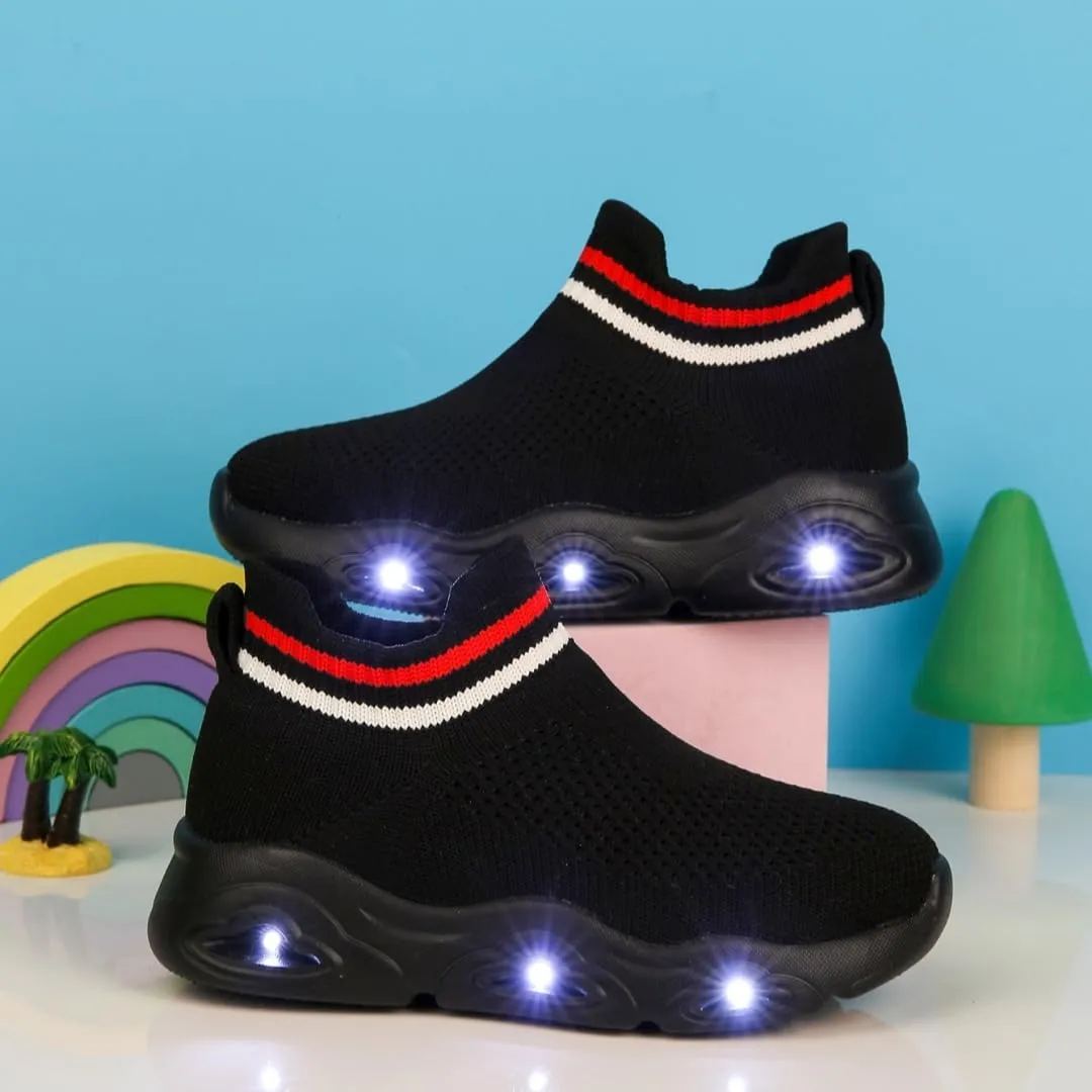 Boys Girls Breathable Athletic Led Light Up Sneakers Lightweight Outdoor Tennis Sock Shoes