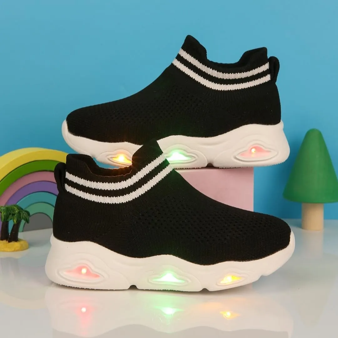 Boys Girls Breathable Athletic Led Light Up Sneakers Lightweight Outdoor Tennis Sock Shoes