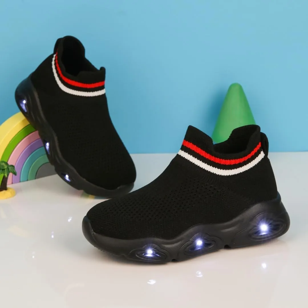 Boys Girls Breathable Athletic Led Light Up Sneakers Lightweight Outdoor Tennis Sock Shoes