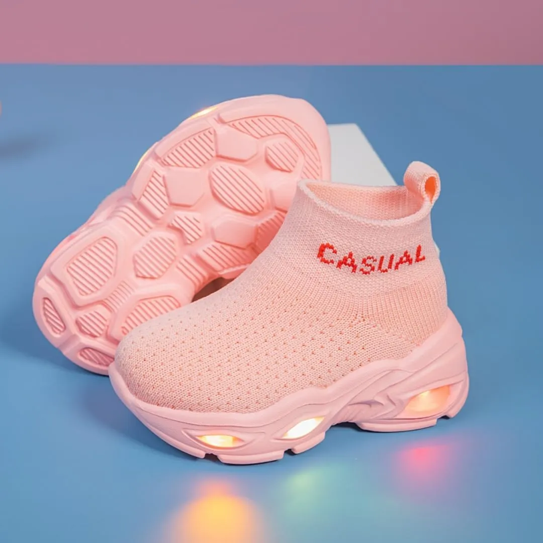Boys Girls Breathable Athletic Led Light Up Sneakers Lightweight Outdoor Tennis Sock Shoes
