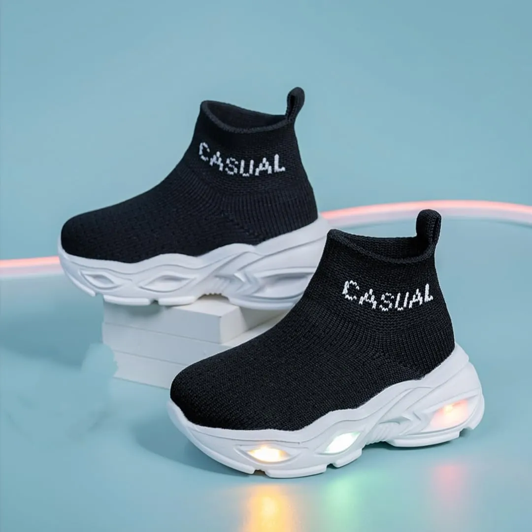 Boys Girls Breathable Athletic Led Light Up Sneakers Lightweight Outdoor Tennis Sock Shoes
