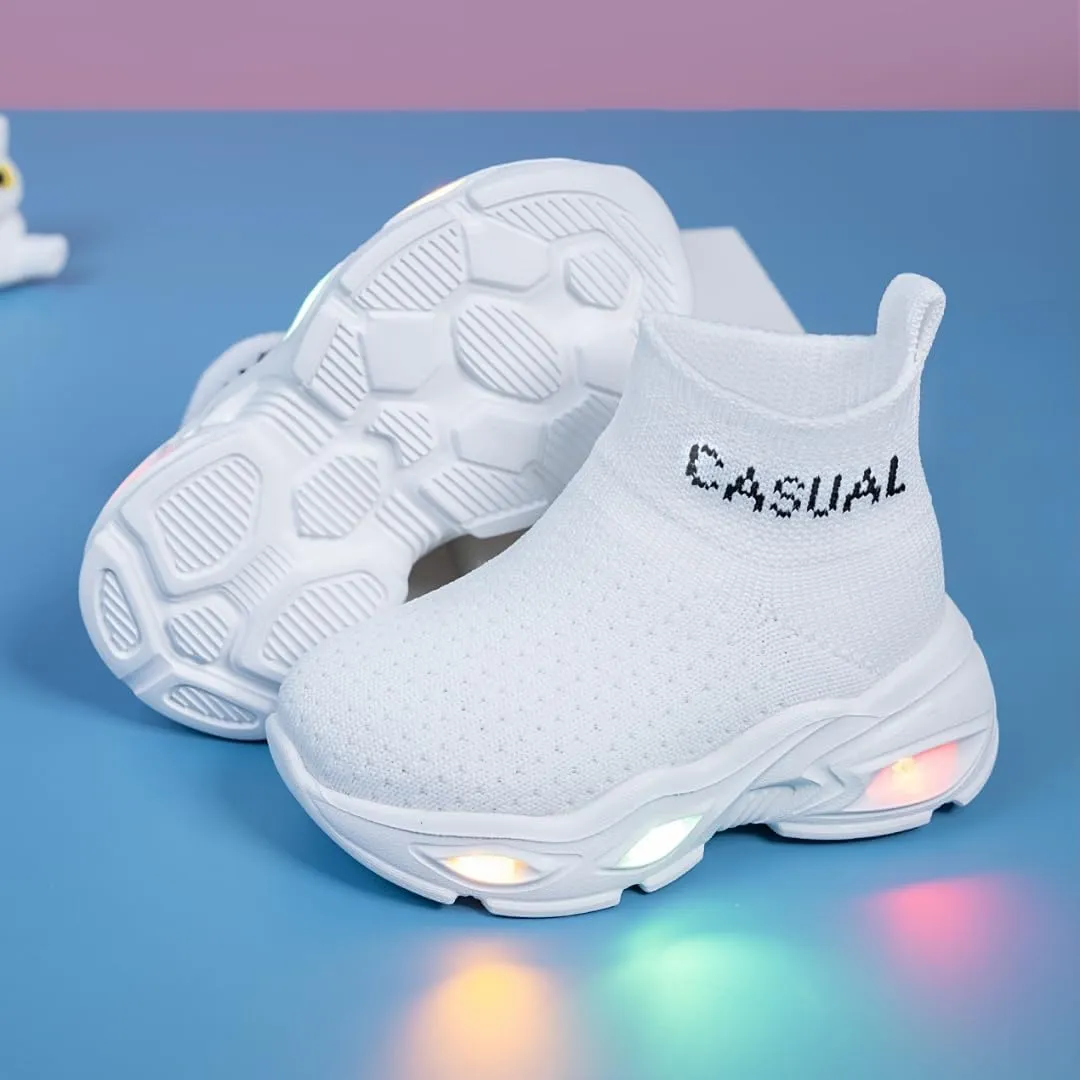 Boys Girls Breathable Athletic Led Light Up Sneakers Lightweight Outdoor Tennis Sock Shoes