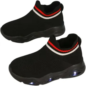 Boys Girls Breathable Athletic Led Light Up Sneakers Lightweight Outdoor Tennis Sock Shoes