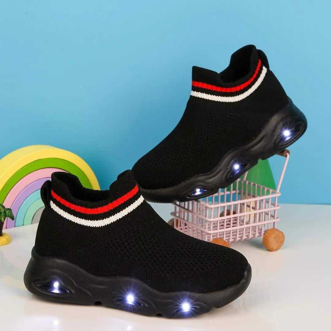 Boys Girls Breathable Athletic Led Light Up Sneakers Lightweight Outdoor Tennis Sock Shoes